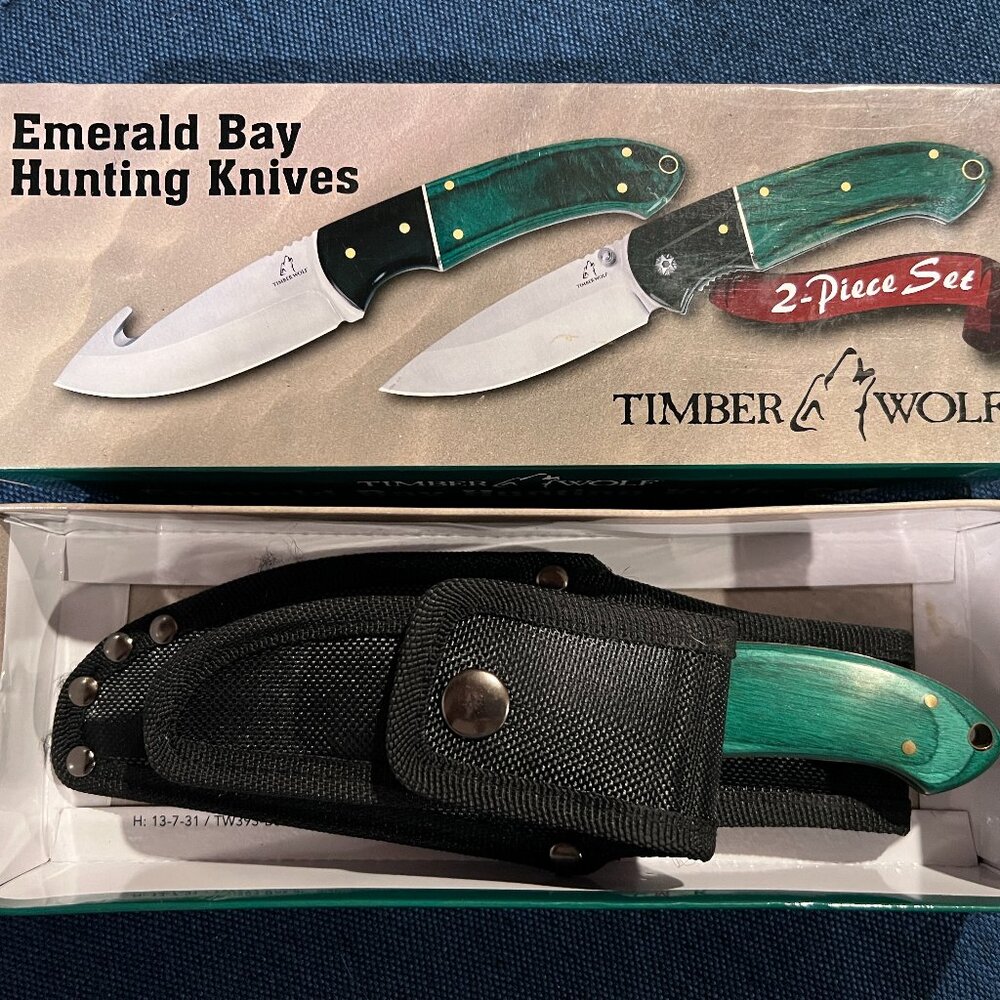 Emerald Bay Hunting Knives 2 Piece Set by Timber Wolf TW 393 Stainless Steel